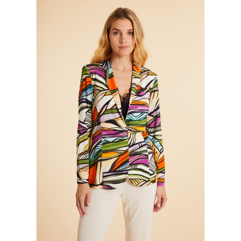 Americana ANNA MORA entallada de punto elástico estampado de hojas  multicolor ONLINE COLOR ÚNICO TALLA 48