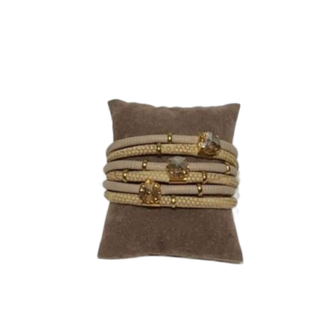 LA HOLA Pulsera piel y Swarovski