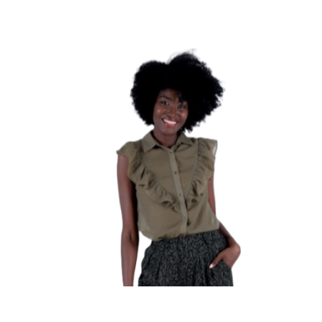 LYLU Blusa Tunegra detalle volantes en mangas