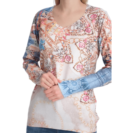 JERSEY CON SESTAPADO CADENAS Y FLORES