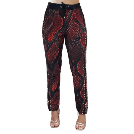 MISSY Pantalón serpiente rojo