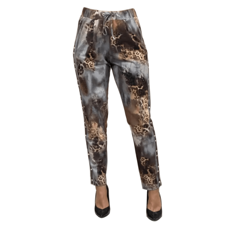 MISSY Pantalón animal print marrón