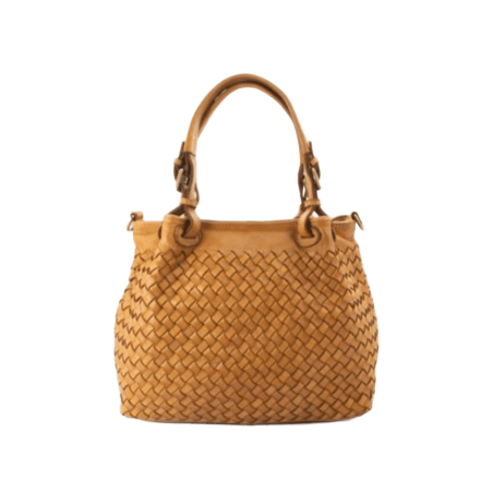 LUXURY Bolso de piel trenzada combinada