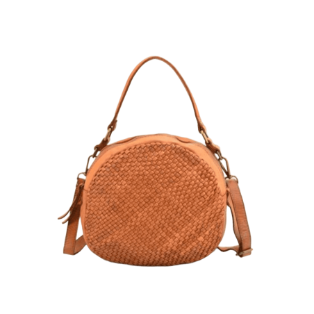 LUXURY Bolso de piel  trenzada redondo