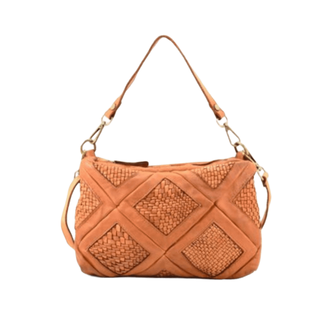 LUXURY Bolso de piel trenzada combinada