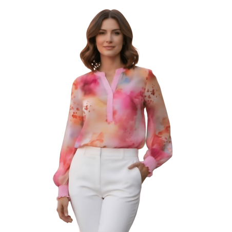 MISSY Camisa larga traslúcida brillos