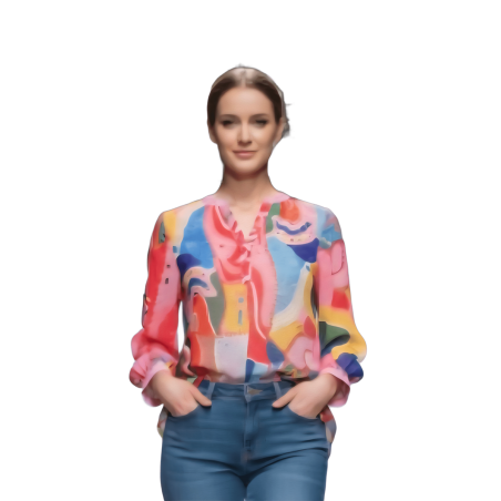 MISSY Camisa larga traslúcida brillos