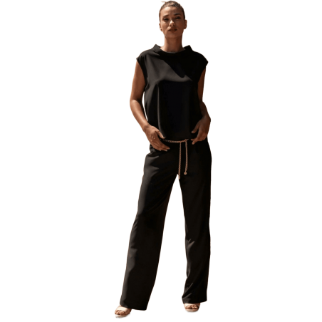 SCUSI Pantalon con cinturon dorado