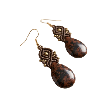LUXURY Pendientes piedra y trenzado