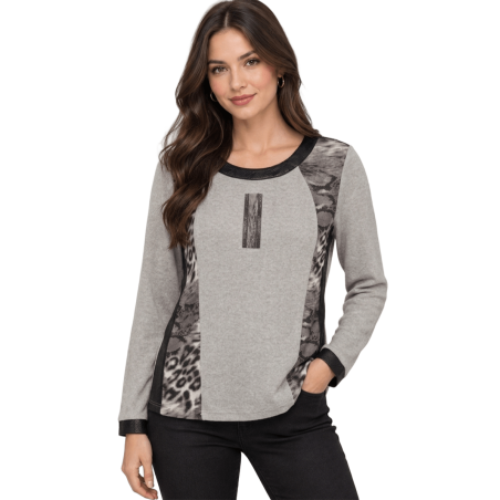 DONA Jersey combinado print leopardo