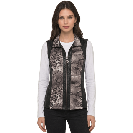 DONA Chaleco combinado print leopardo