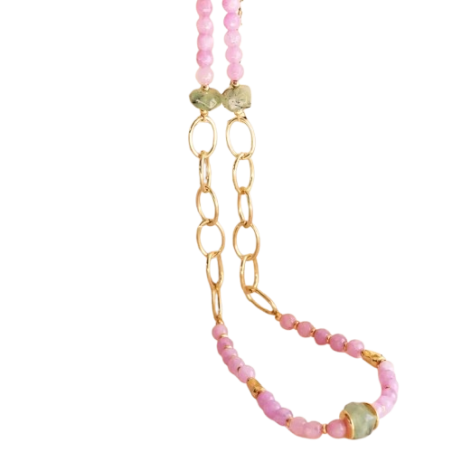 EMOLO Collar piedra natural BAVARO Largo Malva