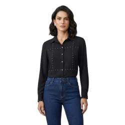 DONA blusa con strass -  NEGRO