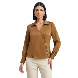 SCUSI Blusa satinada - MARRON